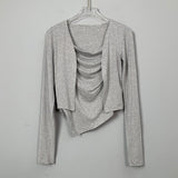 Women Long Sleeve Shirt Sling Vest Cardigan Jacket Long-Sleeved Suit