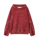 Men Hoodie Tie-Dyed Distressed Washed Hooded Sweater
