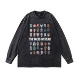 Men Long Sleeve Shirt Printed Distressed Long Sleeve T-shirt Men's and Women's Oversize Bottoming T-shirt