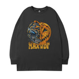 Men's Long Sleeve Shirt Cartoon Printed round Neck Long Sleeve T-shirt Men's Ins Loose All-Match