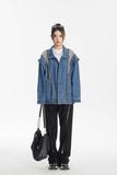 Unisex Jacket Autumn Stitching Women's Zip Denim Jacket
