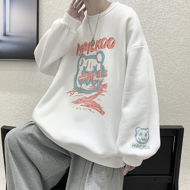 Men Hoodie Autumn Sweater Men's Hong Kong Style Loose Graffiti All-Matching