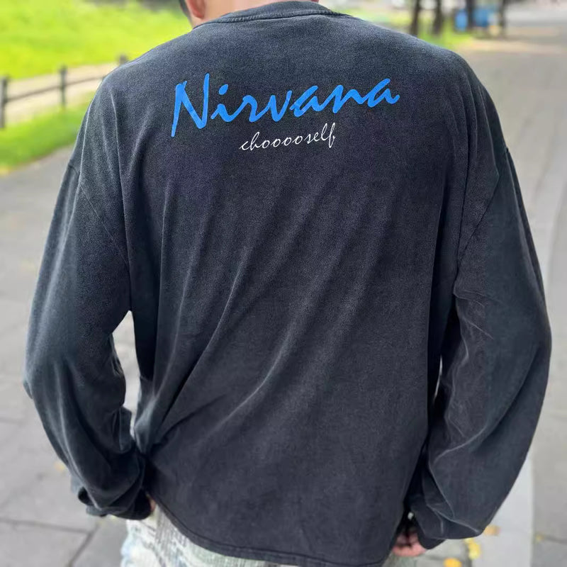 Men T-shirts Nirvana Band Washed Old T-shirts