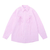 Men Long Sleeved T Shirt Spring and Autumn Yarn-Dyed Plaid Long Sleeve Shirt Men's Fashion Brand Bowknot Shirt