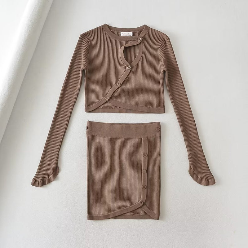 Women's Skirt Short Knitted Bottoming Shirt Women's Skirt Suit