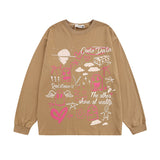 Men Long Sleeve Shirt Graffiti Letter Printed Long Sleeve T-shirt Men and Women Casual All-Matching