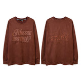 Men Long Sleeve Shirt Embroidered Long Sleeve T-shirt Retro Loose Base Hoodie Men and Women