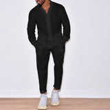 Men Co-Ords Linen Autumn Leisure Suit Long Sleeve