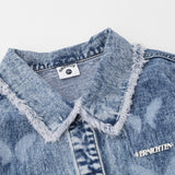 Men Denim Jacket Washed Distressed Butterfly Printed Denim Men Spring and Autumn Jacket
