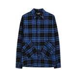 Men's Long Sleeve T Shirt Plaid Embroidered Letter Shirt Men's Ins Loose Casual