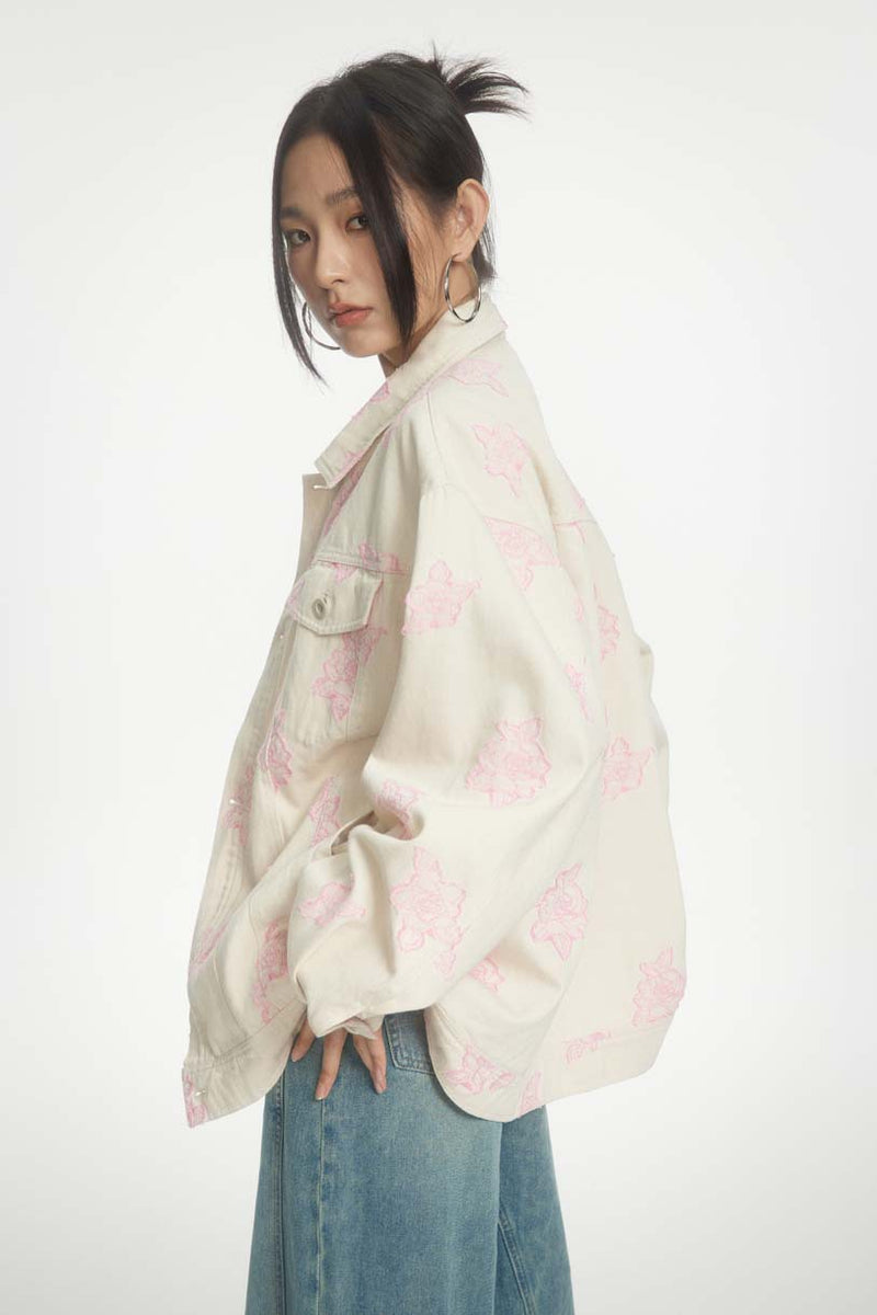 Unisex Jacket Autumn Rose Denim Jacket