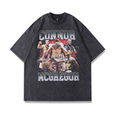 Men T Shirt Vintage Vintage Portrait Printing Washed and Worn Short Sleeve T-shirt Men