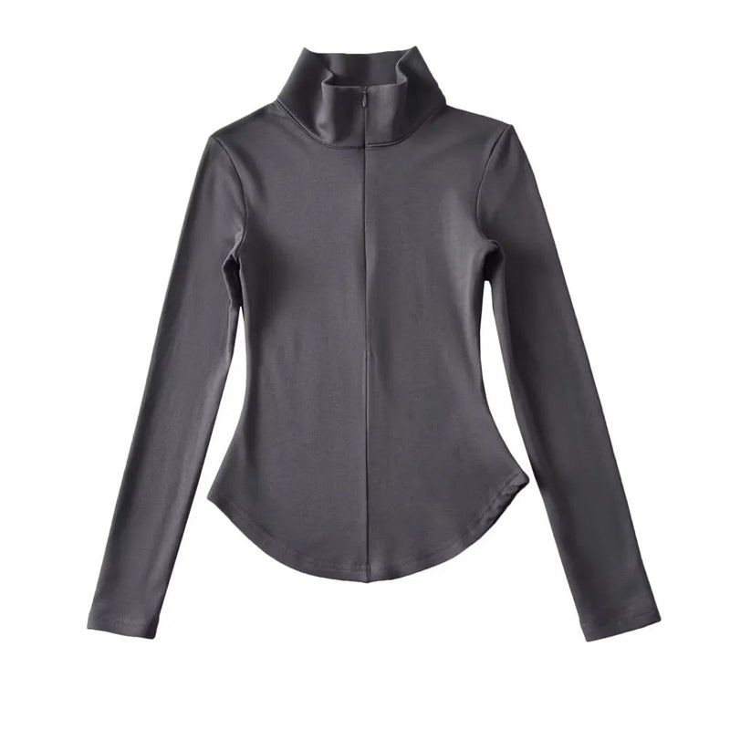 Women T-Shirt Bottoming Shirt Autumn Slim Fit Long-Sleeved T-shirt Top