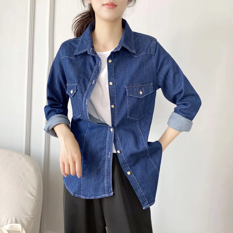 Women T-shirt Denim Shirt Women's Autumn and Winter Shirt Top