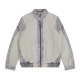 Men Denim Jacket Stitching Washed and Worn Denim Jacket Coat Men's Autumn and Winter Loose Denim Jacket