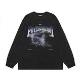 Men Long Sleeve Shirt Washed Long Sleeve Bottoming T-shirt Men and Women Vintage