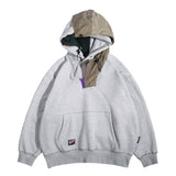 Men Fleece Lined Hoodie Stitching Hooded Hooded Sweaters Menswear Loose Pullover