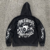 HS Hoodie Vintage Distressed Heavy Velvet Padded Loose