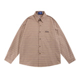 Men Long Sleeved T Shirt Plaid Long Sleeve Shirt Men's Loose Casual Spring and Autumn Lapel Shirt