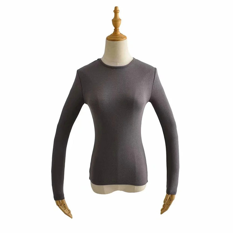 Women T-shirt Fall Women's Clothing Bottoming Shirt round Neck Long Sleeve T-shirt for Women