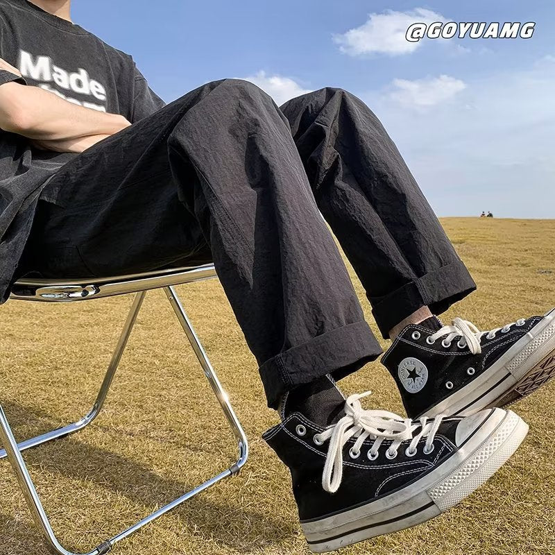 Men Sweatpants Men's Summer Retro Trendy Straight Casual