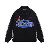 Men Cotton Padded Jacket Coat Racing Suit Cotton-Padded Coat Men's Fall Winter Coat Towel Embroidery Letters