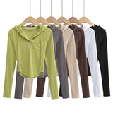 Women T-Shirt Curved Coat Hoodie Hooded Bottoming Shirt T-shirt
