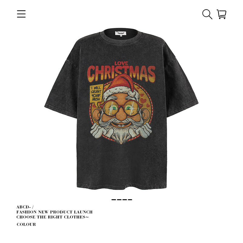 American vintage street T-shirt pure cotton men's and women's summer loose