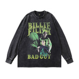 Men Long Sleeve Shirt Cartoon Distressed Long Sleeve T-shirt Men and Women Oversize Casual Couple