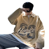 Men Hoodie Autumn Sweater Male Half Zipper Retro Fashion Brand Loose Top Coat