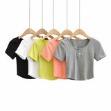 Women T-shirt Summer round Neck Short Sleeves Slim Fit Women T-shirt