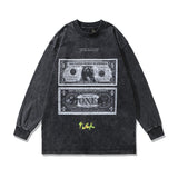 Men Long Sleeve Shirt Printed Washed and Worn T-shirt with Long Sleeves Hoodie Men and Women