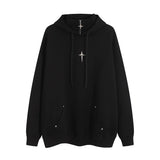 Men Hoodie Four-Corner Star Decorative Stand Collar Hooded Sweater Hip Hop Loose Autumn