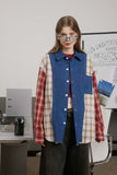 Unisex Jacket Autumn Washed Color Matching Distressed Shirt Women's Clothing