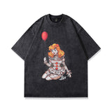 Men T Shirt Vintage Printed Washed and Worn Short Sleeve T-shirt for Men and Women