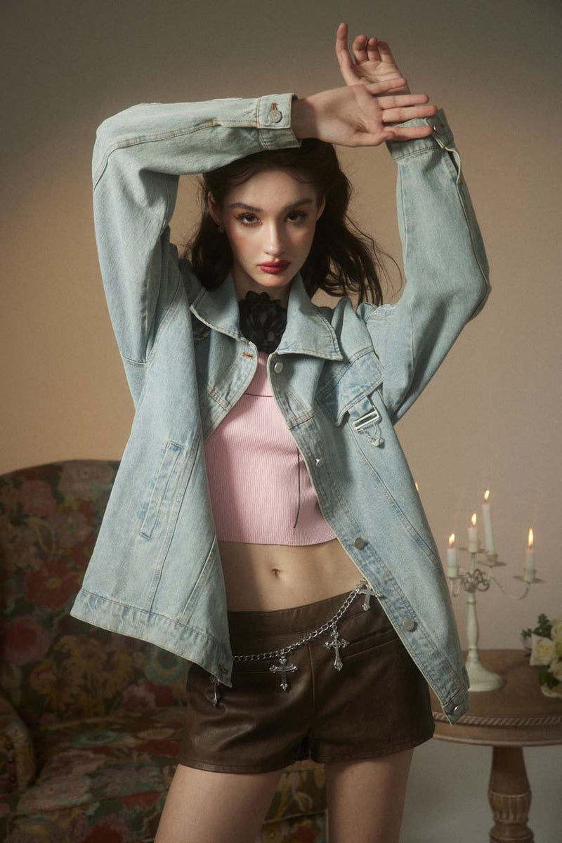 Unisex Jacket Fall Vintage Denim Jacket Women's Clothing