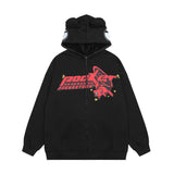 Men Fleece Lined Hoodie Letter Hooded Cardigan Sweater Men's Autumn and Winter Baggy Coat