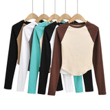 Women T-Shirt Stitching Bottoming Shirt Autumn Women Top T-shirt