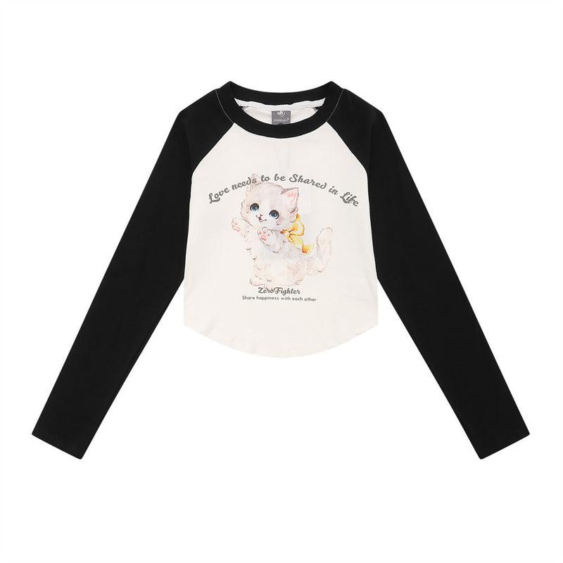 Women Long Sleeve T-shirt Multicolor Printing Long Sleeve T-shirt Girls Autumn Crew Neck