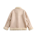 Unisex Jacket Winter Deerskin Velvet Stitching Jacket