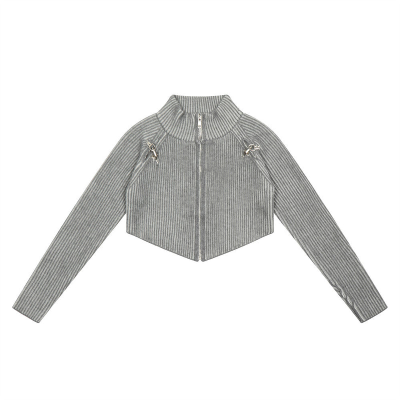 Women Sweater Women's Autumn Stand Collar Long Sleeve Zipper Sweater Coat