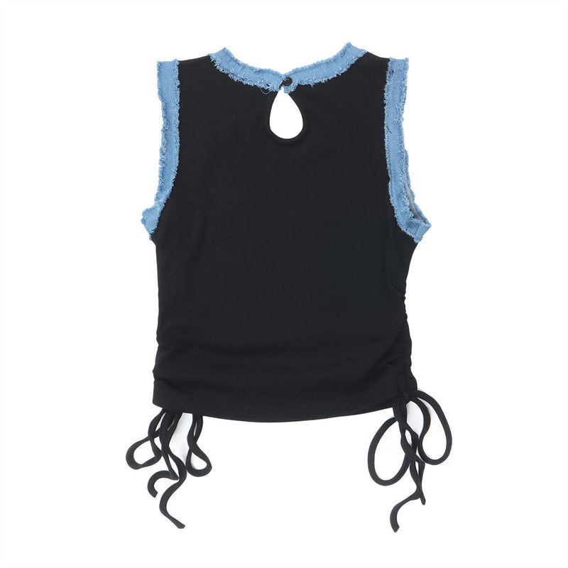 Women Vest Short Summer Sleeveless Spaghetti Straps Outerwear Waistcoat Top