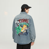 Graffiti Bomber Jacket Autumn Shirt Long Sleeve Loose-Fitting Shirt