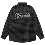 Men Long Sleeved T Shirt Embroidered Long Sleeve Shirt Coat Men's Loose Cardigan Plaid Shirt