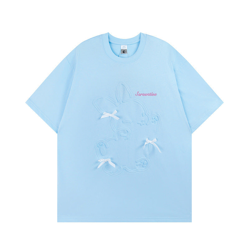 Men T Shirt Contrast Color Ribbon Bow Couple Short Sleeve T-shirt Men