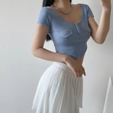 Women T-Shirt Short Sleeve Tight T-shirt Top
