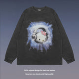 Men Long Sleeve Shirt Washed Long Sleeve Bottoming T-shirt Men and Women Ins