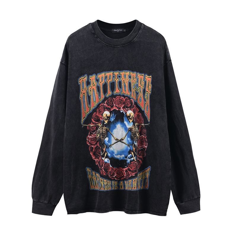 Men Long Sleeve Shirt Vintage Vintage Long Sleeve T-shirt Men and Women Retro Easy Matching