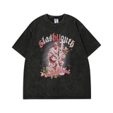 Men T Shirt Vintage Print Short Sleeves T-shirt Men and Women Street Hip Hop