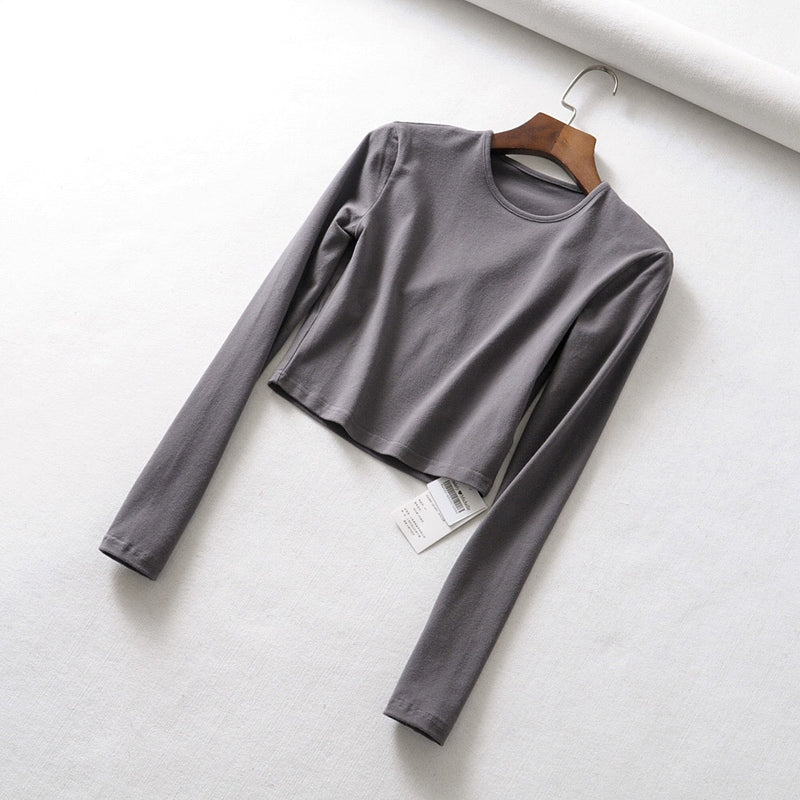 Women T-shirt Sports Bottoming Shirt Short Workout Clothes Long Sleeve T-shirt